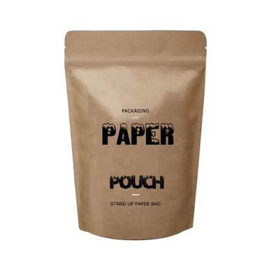 Doypack Ziplock Brown White Kraft Craft Paper Standing Up Pouches Τρόφιμα σκόνη Τσάι Καφέ Συσκευή Ζιπ σακούλες