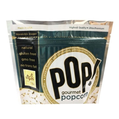 Popcorn στάση φύλλων αλουμινίου αλουμινίου επάνω k στην τσάντα Resealable με το εύκολο τοπ φερμουάρ