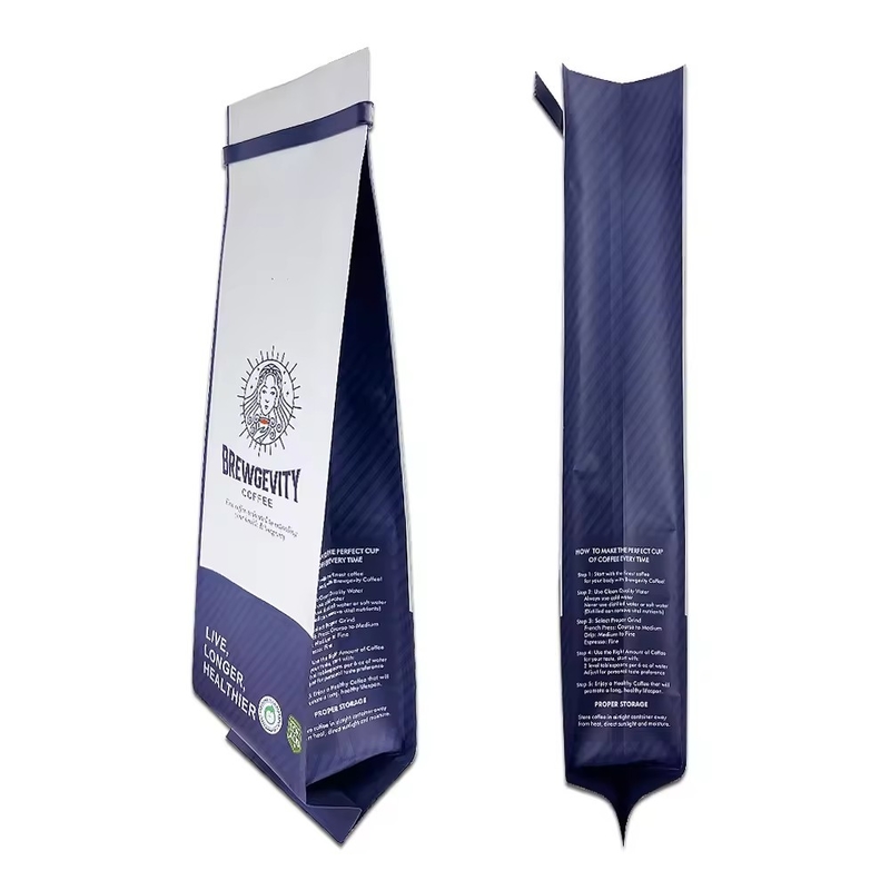 1kg 2kg Λαμιναρισμένο πλάι Gusset τσάντα Custom Logo εκτύπωση Καφέ σκόνη σακούλα με Tin Tale