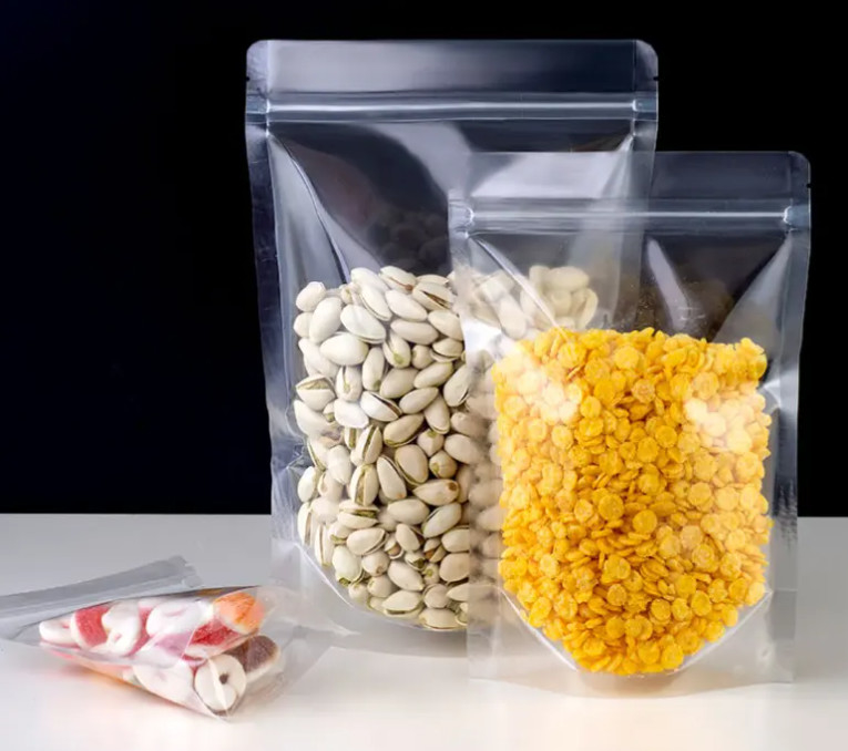 ΠΕΤ Διαφανές Zip Lock πλαστικές σακούλες Mylar τσάντα Ziplock Stand Up Τροφή μπαχαρικά σκόνη συσκευασία τσάντα