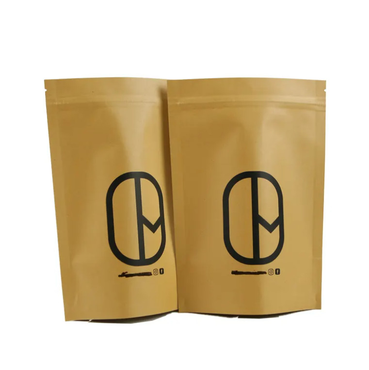 Doypack Ziplock Brown White Kraft Craft Paper Standing Up Pouches Τρόφιμα σκόνη Τσάι Καφέ Συσκευή Ζιπ σακούλες
