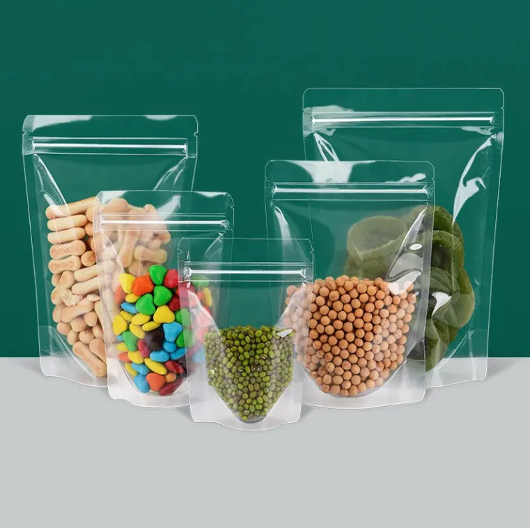 Φαγητό Ziplock Διαφανής Custom Print Stand Up Pouch Zip Lock Packaging Πλαστική διαφανής τσάντα με φερμουάρ